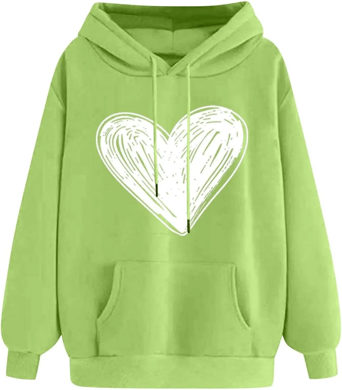 Graphic Hoodies for Teen Girls Women Heart Print Long Sleeve Oversized Pullover Cute Sweatshirts Plus Size Fashion Tops