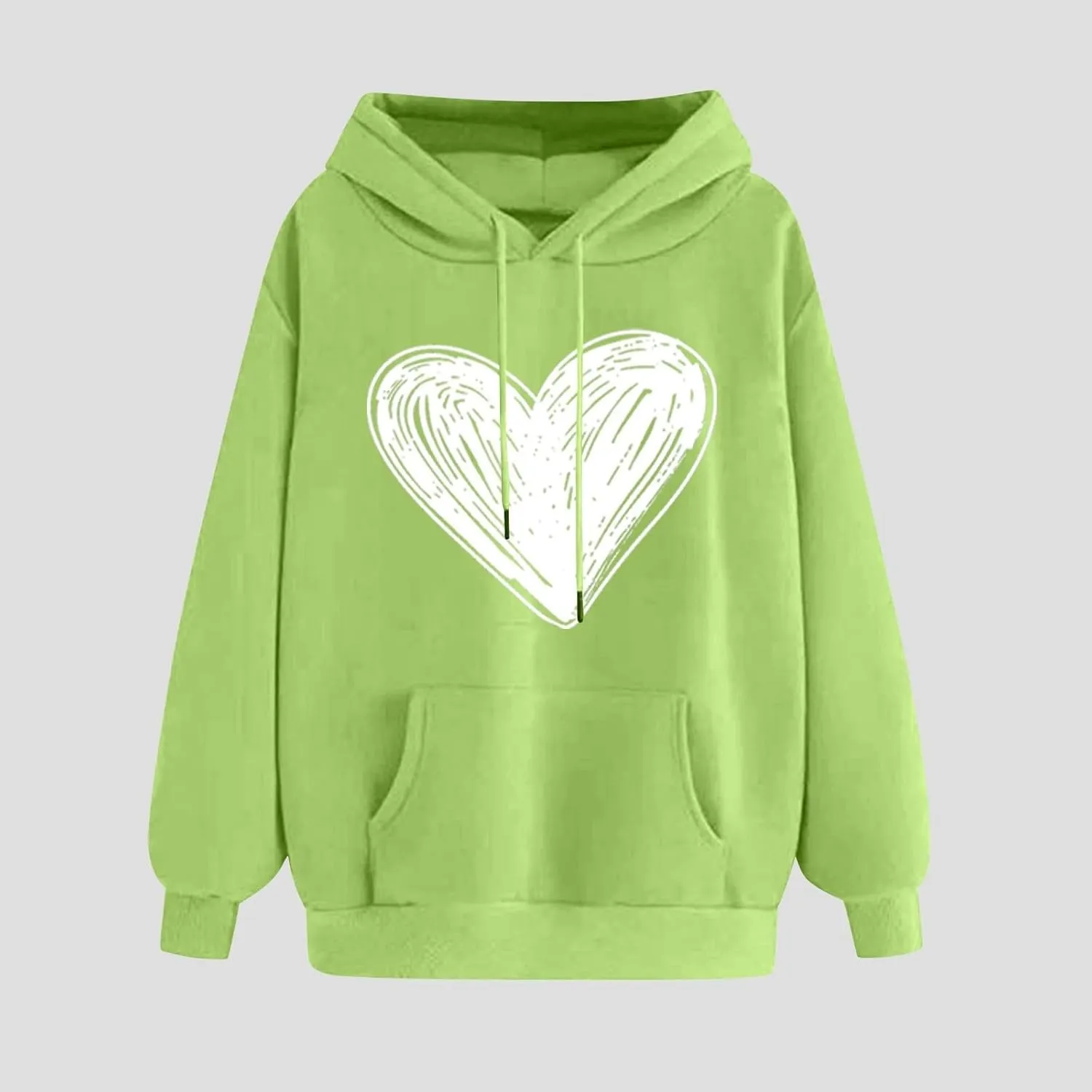 Graphic Hoodies for Teen Girls Women Heart Print Long Sleeve Oversized Pullover Cute Sweatshirts Plus Size Fashion Tops