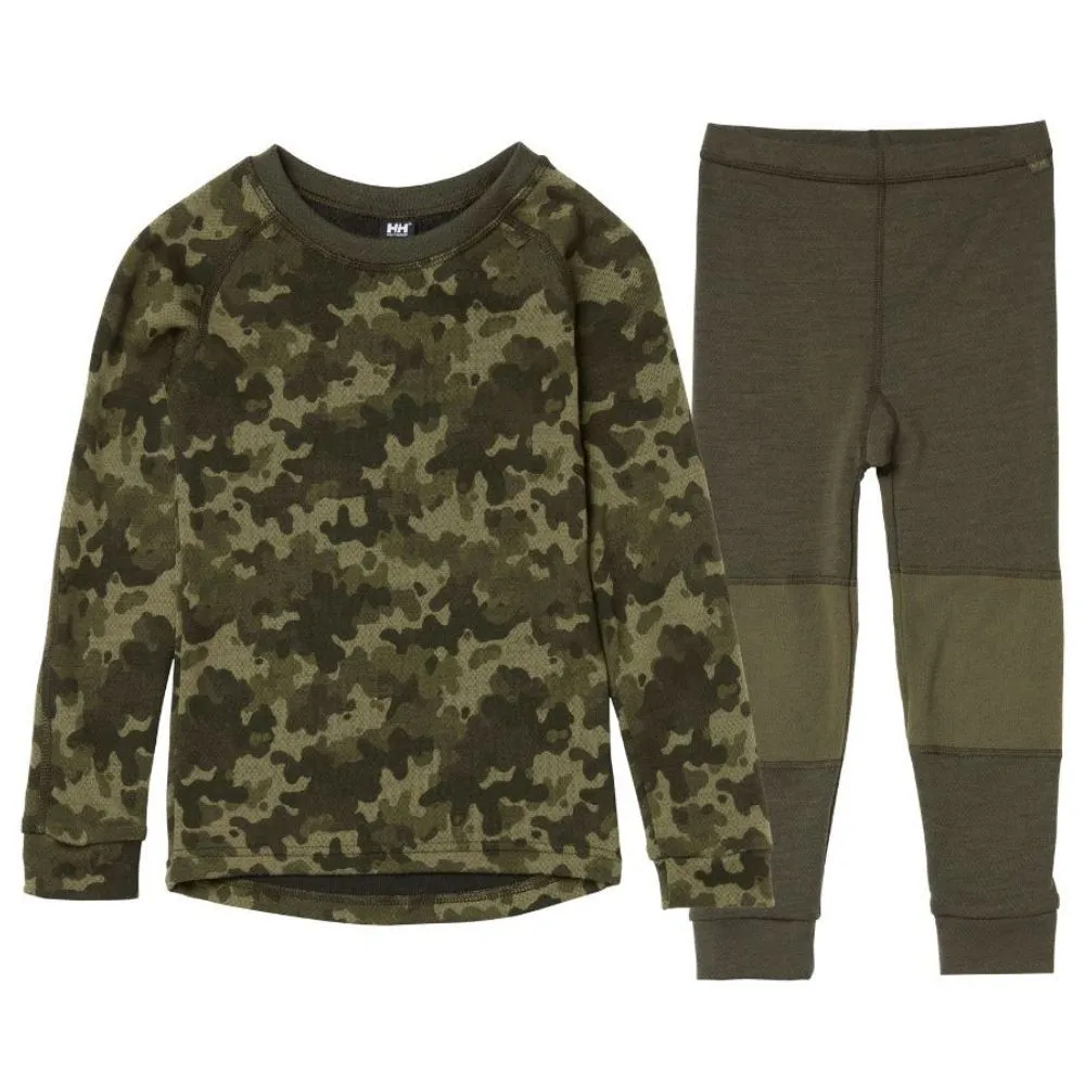 Helly Hansen Kids Ski Thermals Lifa Merino Set - Utility Green
