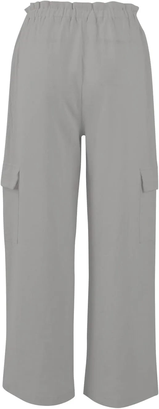 High Waisted Linen Pants Women Plus Size Baggy Wide Leg Palazzo Pants Lightweight Cargo Pant Summer Beach Pant