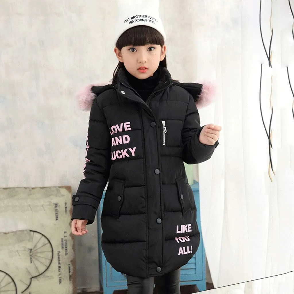 Hooded Outwear Warm Jacket Faux Winter Kids Children's Cotton-padded Girls Girls Coat&jacket Quilted Coats
