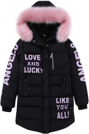 Hooded Outwear Warm Jacket Faux Winter Kids Children's Cotton-padded Girls Girls Coat&jacket Quilted Coats