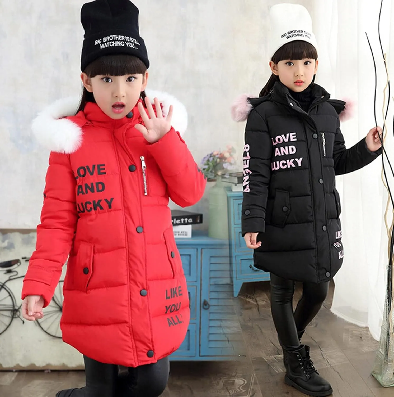 Hooded Outwear Warm Jacket Faux Winter Kids Children's Cotton-padded Girls Girls Coat&jacket Quilted Coats