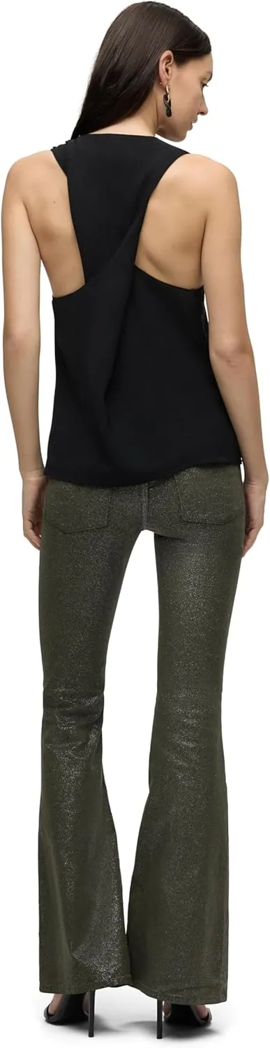 HUDSON Women's High Neck Twist Back Woven Tank Top