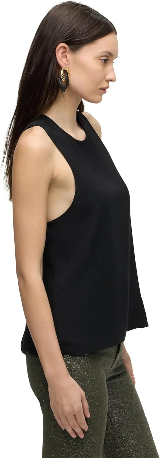 HUDSON Women's High Neck Twist Back Woven Tank Top