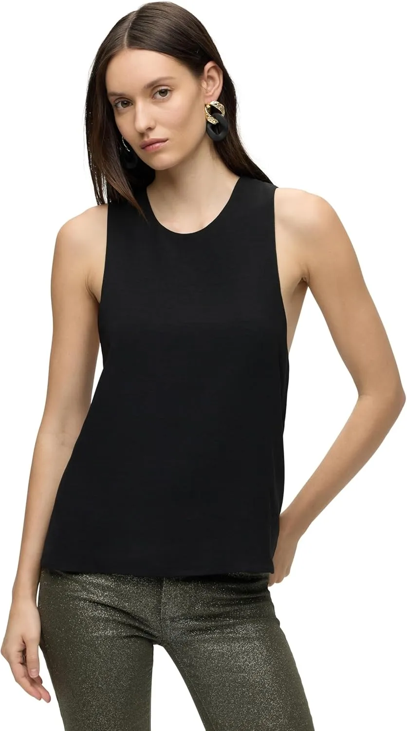 HUDSON Women's High Neck Twist Back Woven Tank Top