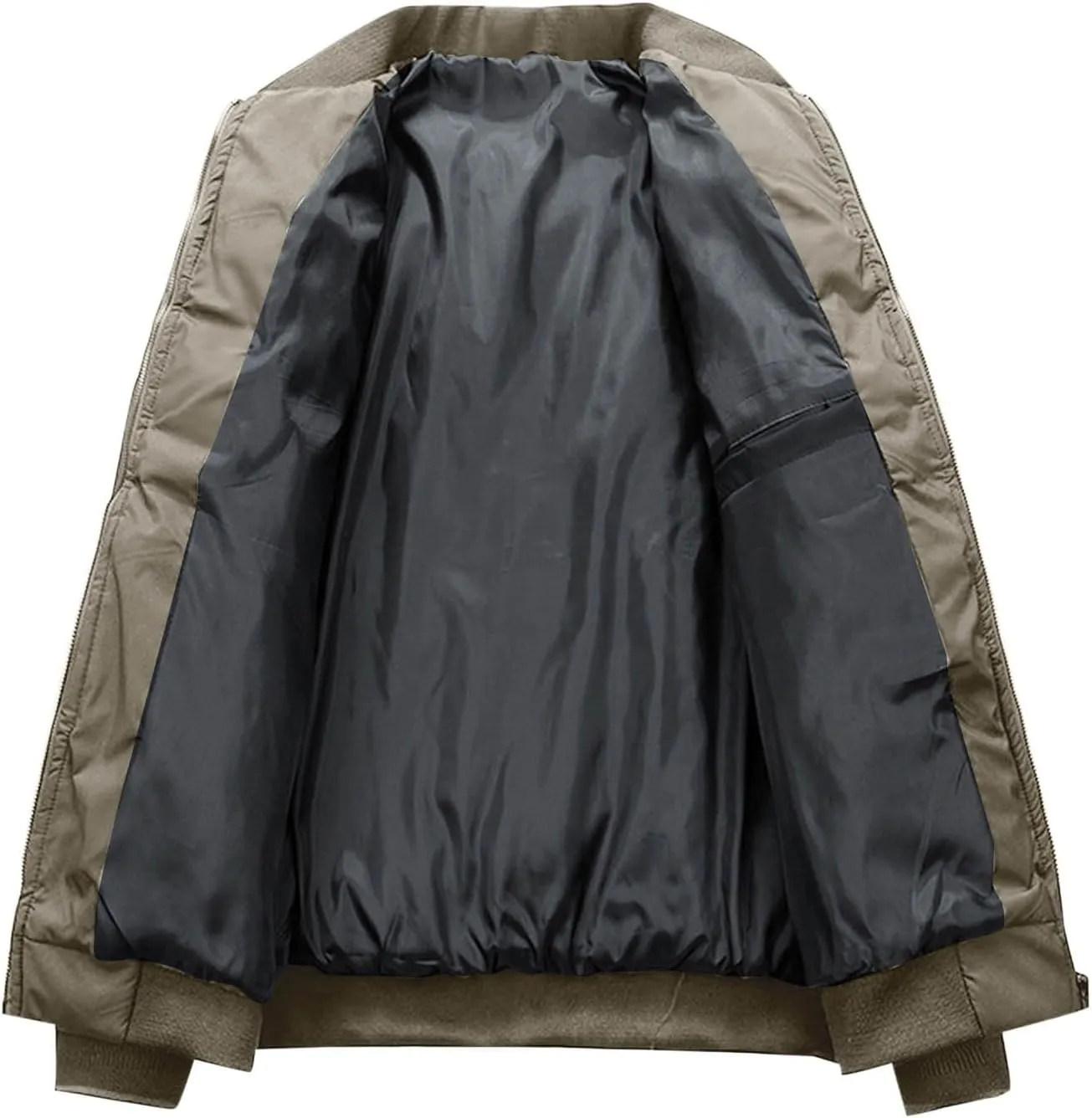 Jackets for Men Fashion Winter Zip up Long Sleeve No Hood down Jacket Casual Lightweight Warm Windbreaker Coat Pocket