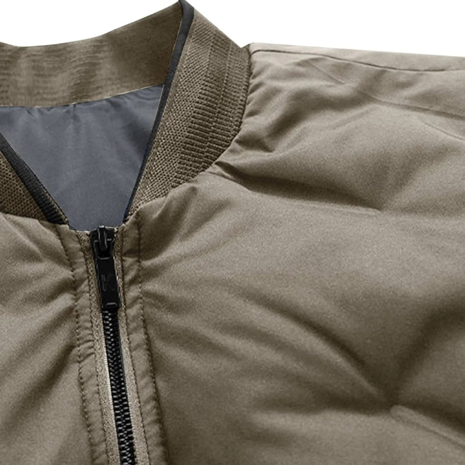 Jackets for Men Fashion Winter Zip up Long Sleeve No Hood down Jacket Casual Lightweight Warm Windbreaker Coat Pocket
