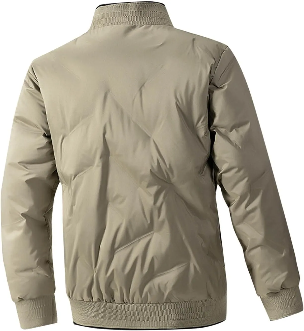 Jackets for Men Fashion Winter Zip up Long Sleeve No Hood down Jacket Casual Lightweight Warm Windbreaker Coat Pocket