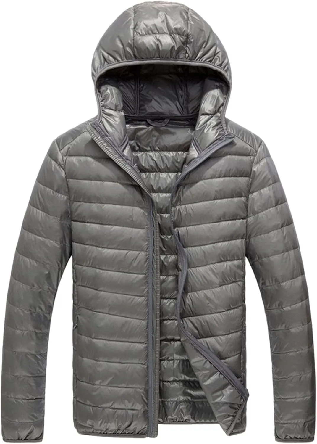 Jackets for Men,Men's Fashion Business Solid Color Warm Fleece Hooded Outdoor Full Zipper Casual Jacket Coats