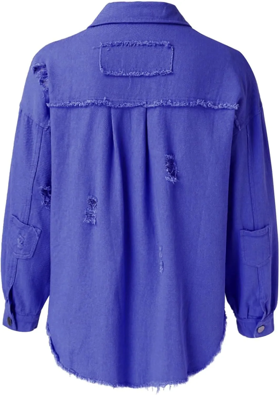 Jackets To Wear Over Dresses Women's Trendy Ripped Oversized Denim Jacket Casual Long Boyfriend Denim Shirt Dress