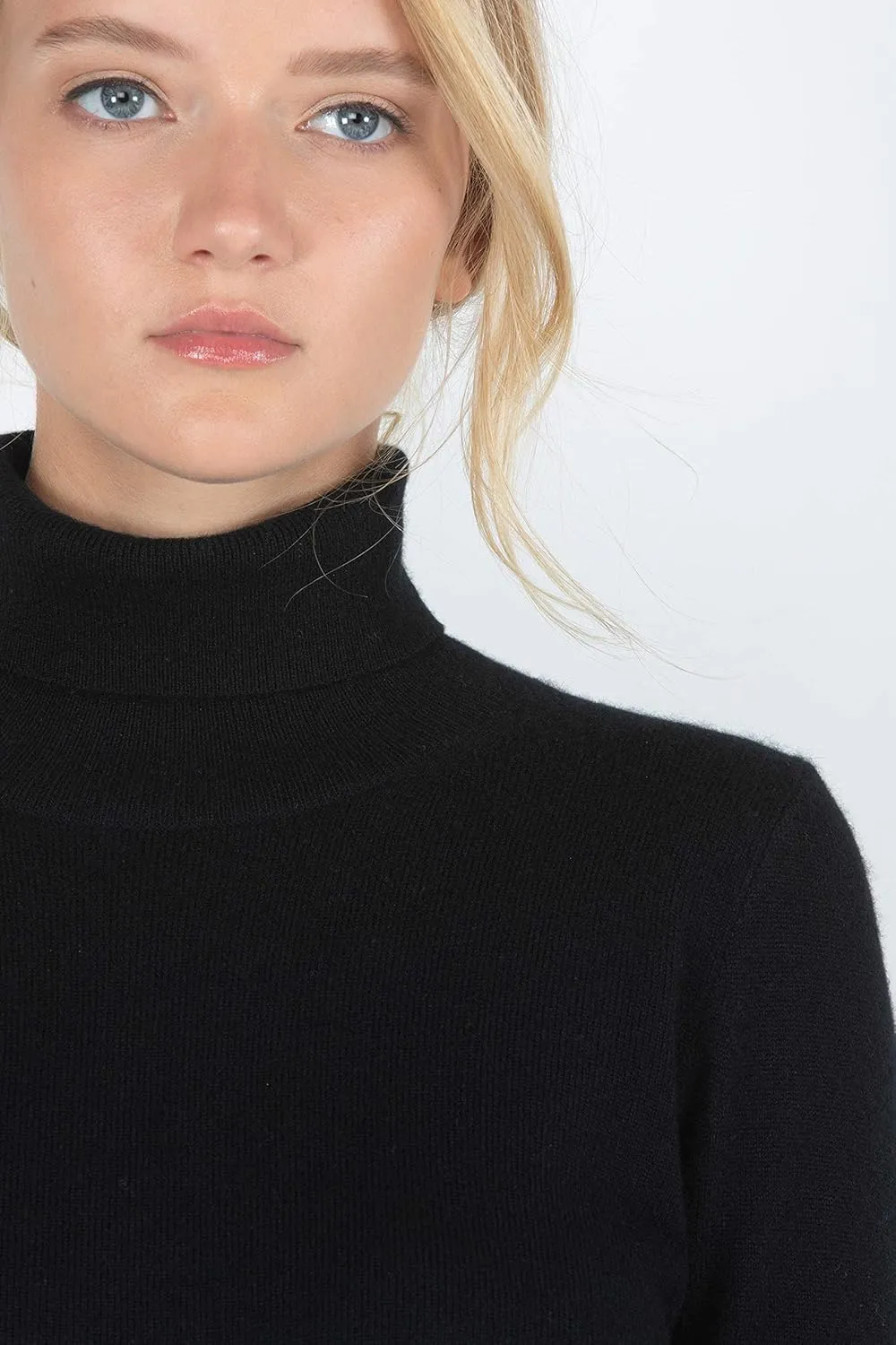 JENNIE LIU Women's 100% Pure Cashmere Long Sleeve Pullover Turtleneck Sweater