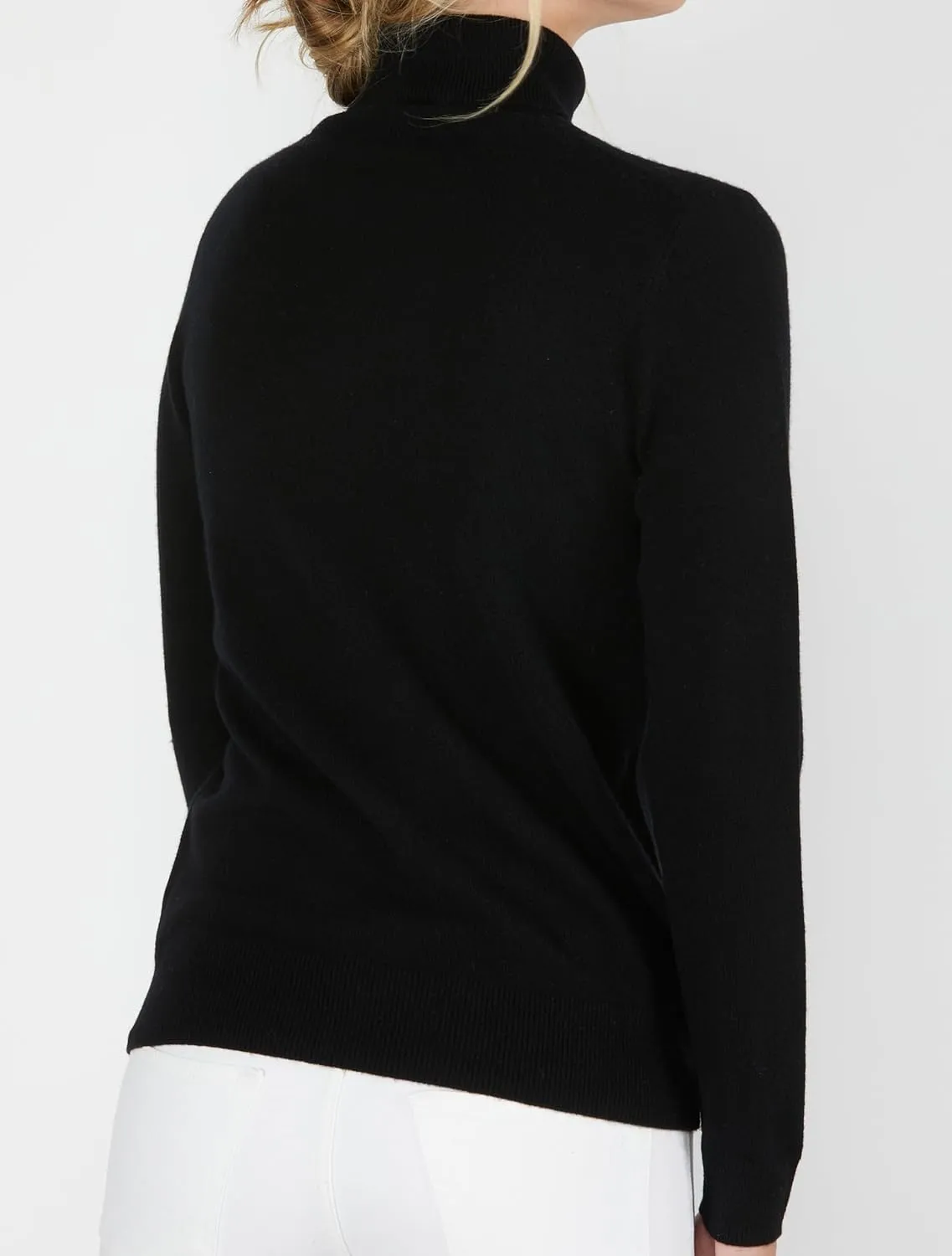 JENNIE LIU Women's 100% Pure Cashmere Long Sleeve Pullover Turtleneck Sweater