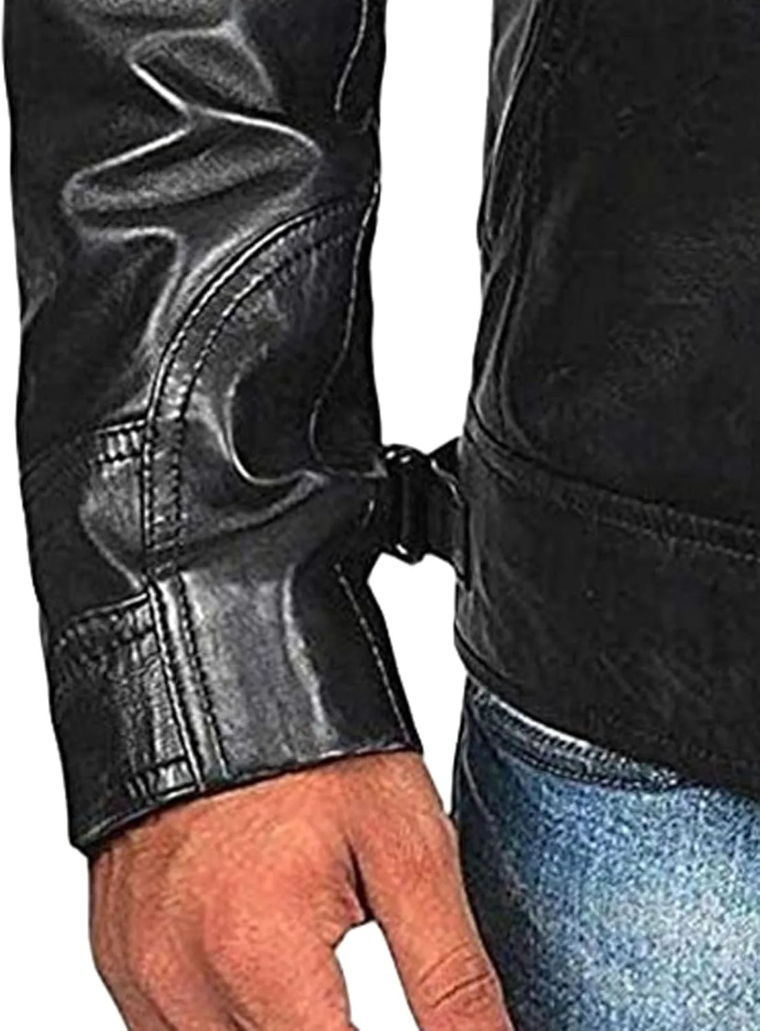 JEsilunmaMY Mens Distressed Punk Leather Jacket Vintage Stand Collar Motorcycle Bomber Jacket Casual Sport Moto Biker Coat