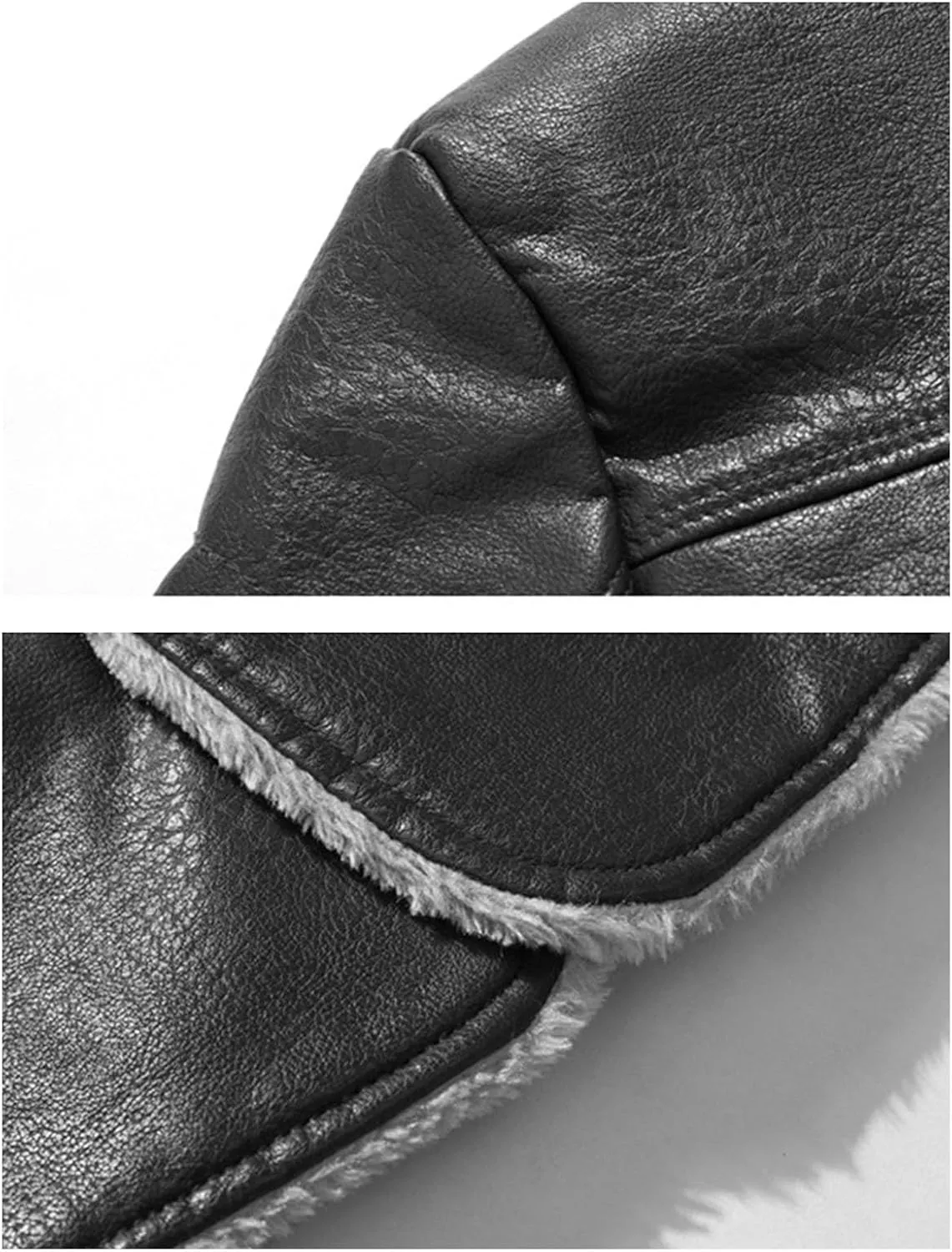 JEsilunmaMY Mens Fur Suit Collar Trench Coat Fashion Business 3 Button Leather Jacket Fall Winter Fleece Sherpa Windbreaker