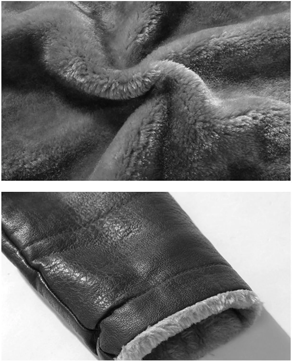 JEsilunmaMY Mens Fur Suit Collar Trench Coat Fashion Business 3 Button Leather Jacket Fall Winter Fleece Sherpa Windbreaker