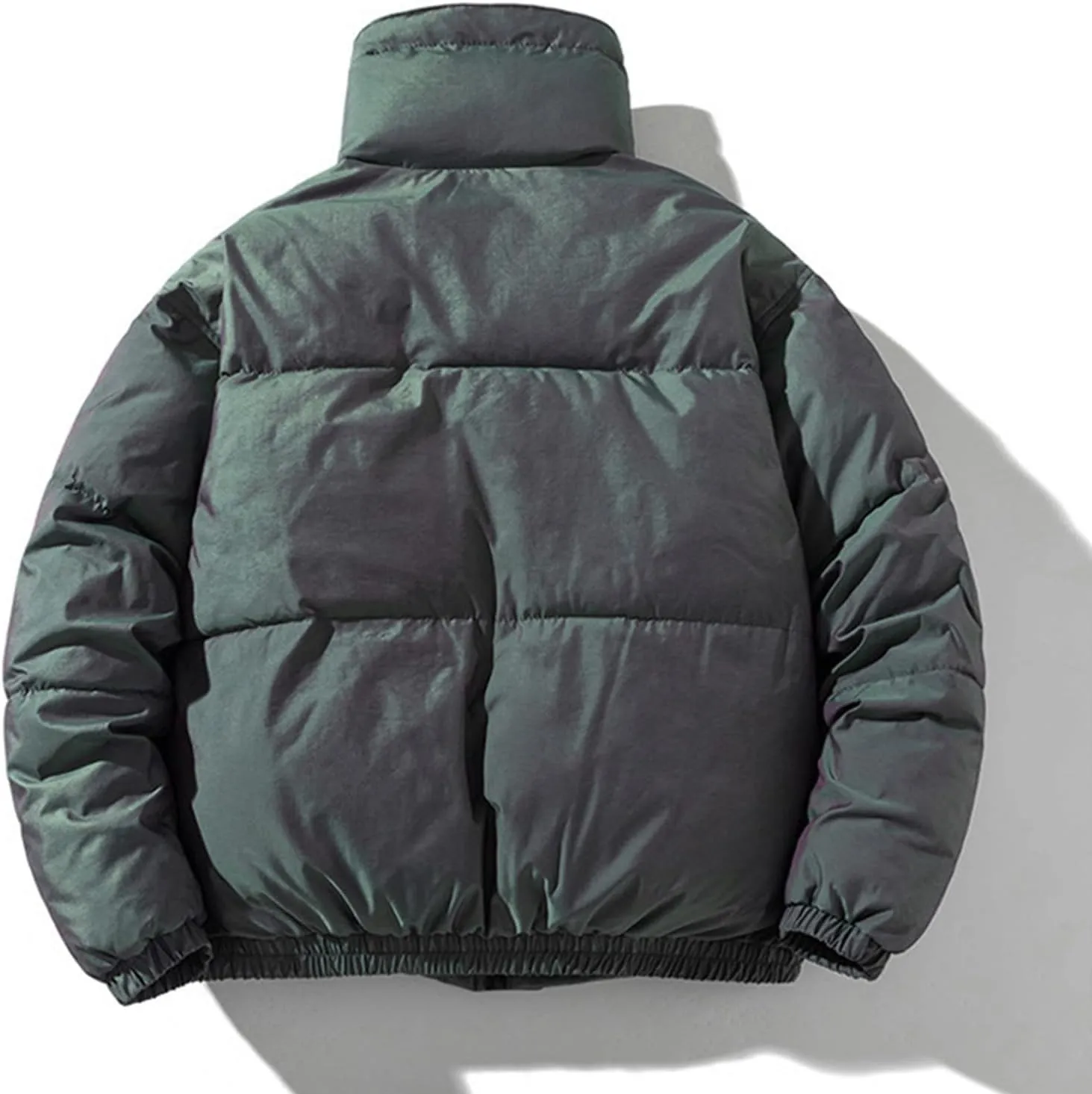 JEsilunmaMY Mens Winter Thicken Padded Coat Casual Stand Collar Solid Color Puffer Jacket Solid Color Cotton Down Outwear