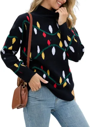 Jouica Women's Turtleneck Oversized Sweaters Batwing Long Sleeve Pullover Loose Chunky Knit Jumper