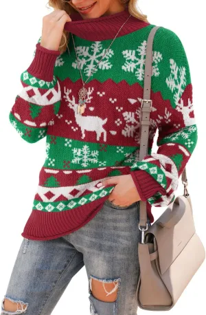 Jouica Women's Turtleneck Oversized Sweaters Batwing Long Sleeve Pullover Loose Chunky Knit Jumper