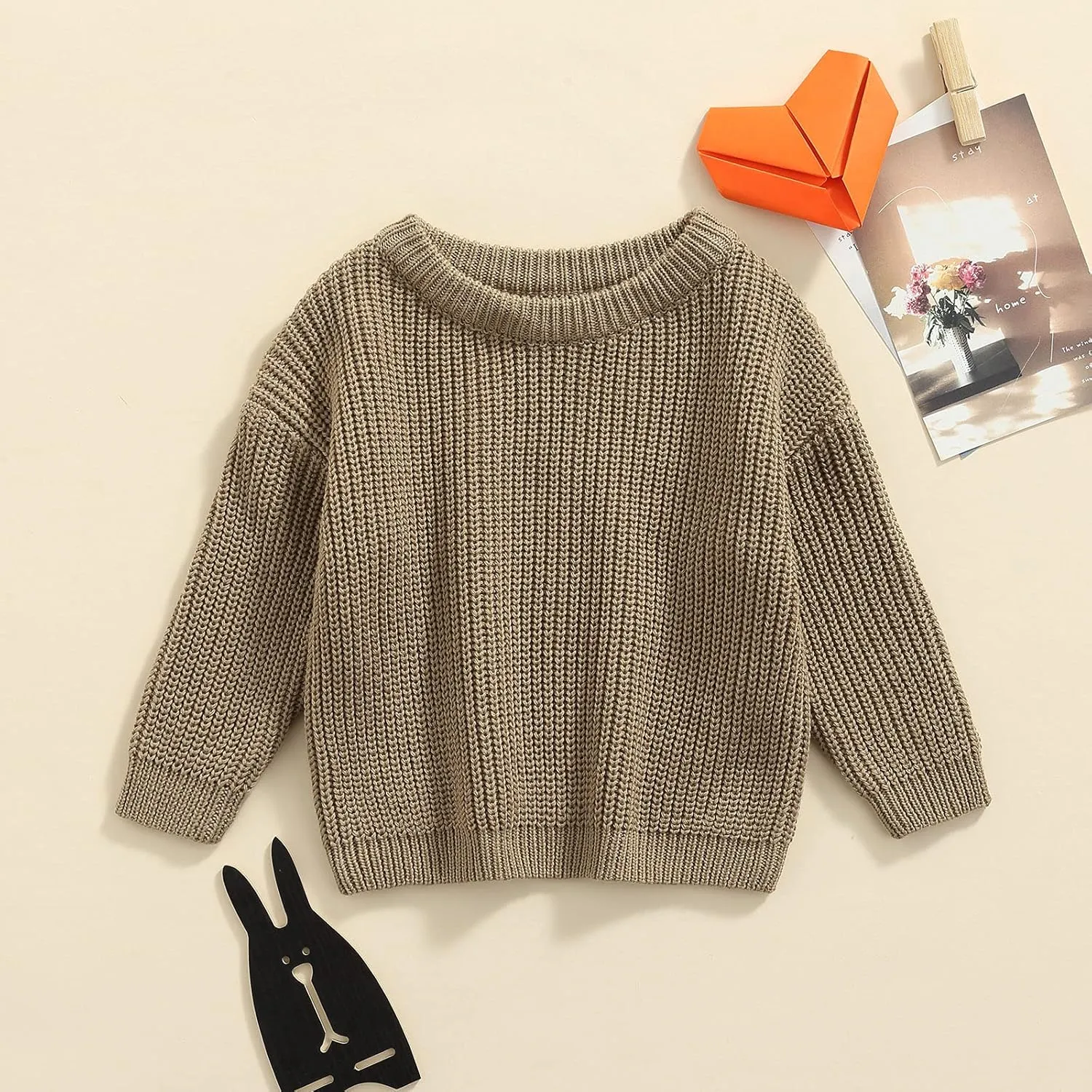 Karwuiio Toddler Baby Girl Boy Knit Sweater Round Neck Long Sleeve Pullover Sweatshirt Fall Winter Clothes