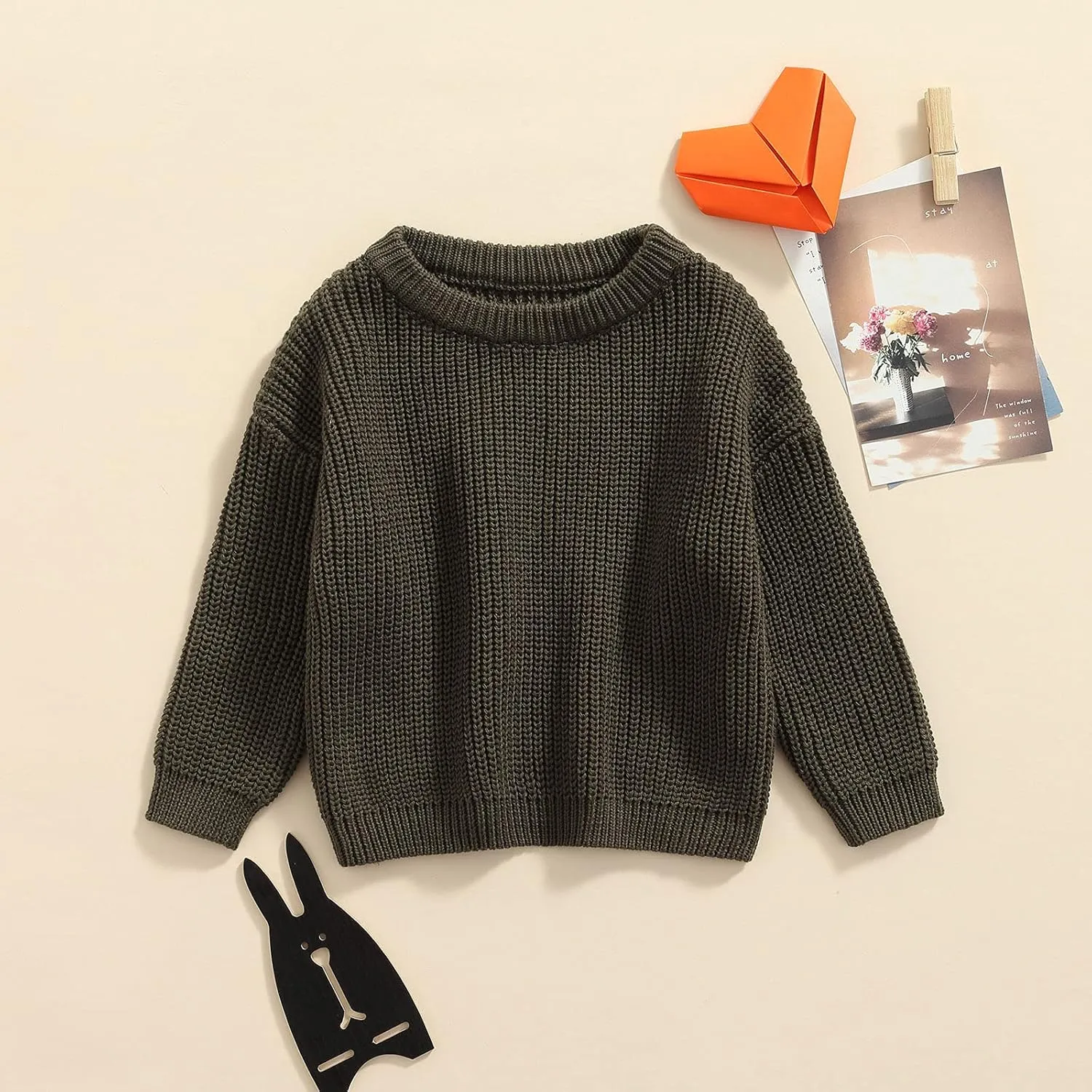 Karwuiio Toddler Baby Girl Boy Knit Sweater Round Neck Long Sleeve Pullover Sweatshirt Fall Winter Clothes
