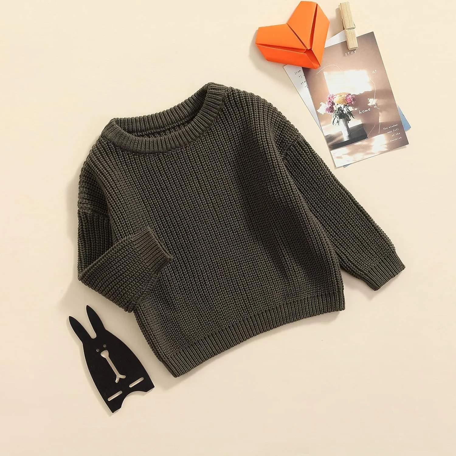 Karwuiio Toddler Baby Girl Boy Knit Sweater Round Neck Long Sleeve Pullover Sweatshirt Fall Winter Clothes