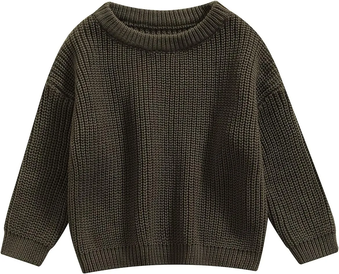 Karwuiio Toddler Baby Girl Boy Knit Sweater Round Neck Long Sleeve Pullover Sweatshirt Fall Winter Clothes