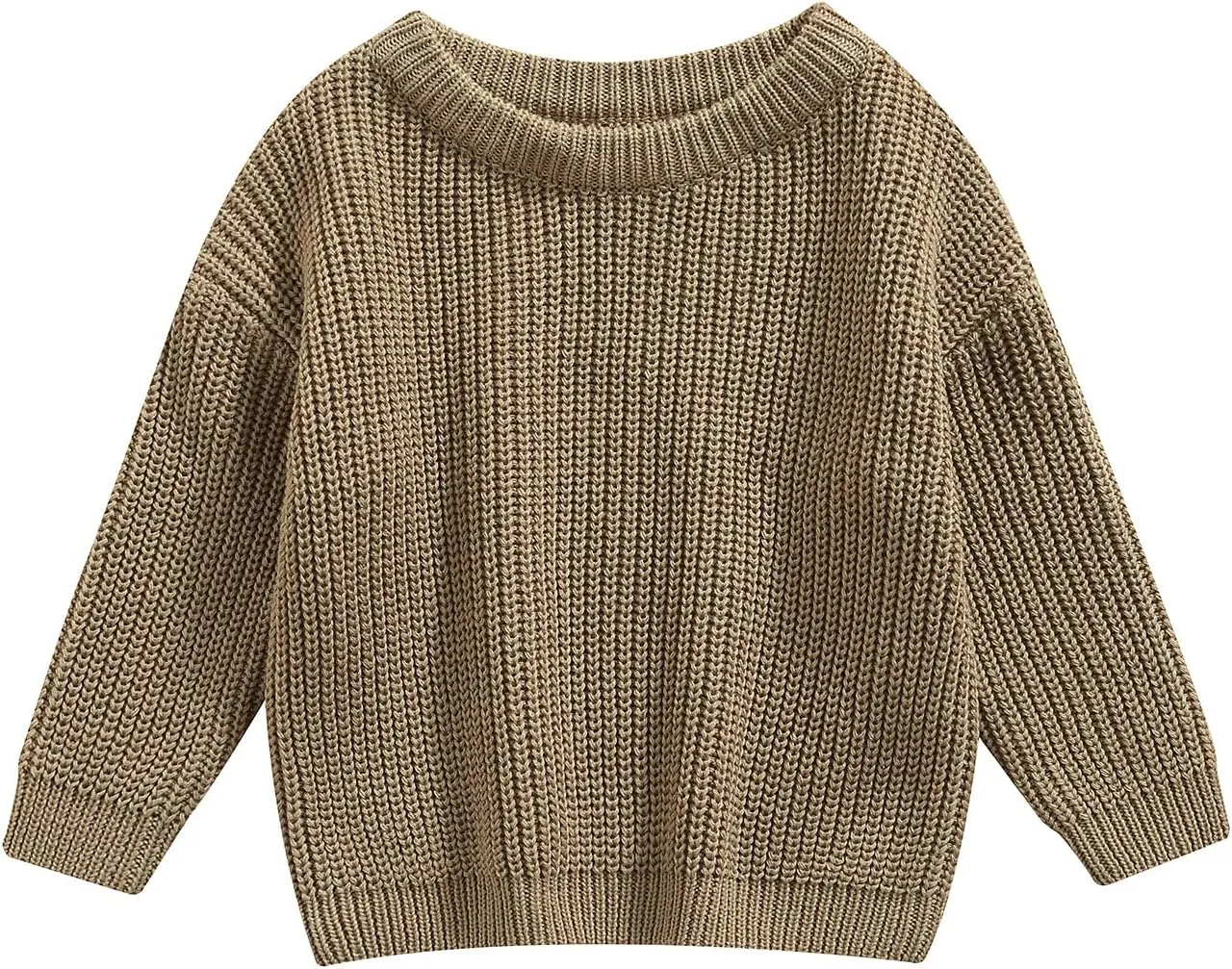 Karwuiio Toddler Baby Girl Boy Knit Sweater Round Neck Long Sleeve Pullover Sweatshirt Fall Winter Clothes