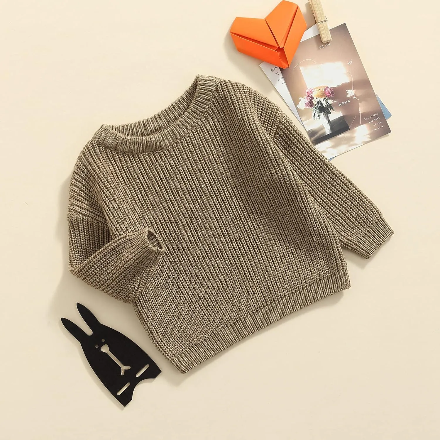 Karwuiio Toddler Baby Girl Boy Knit Sweater Round Neck Long Sleeve Pullover Sweatshirt Fall Winter Clothes