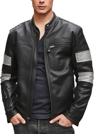 Keanu Reeves Jacket - Black Retro Motorcycle Genuine Lambskin Leather Biker Jacket for Men