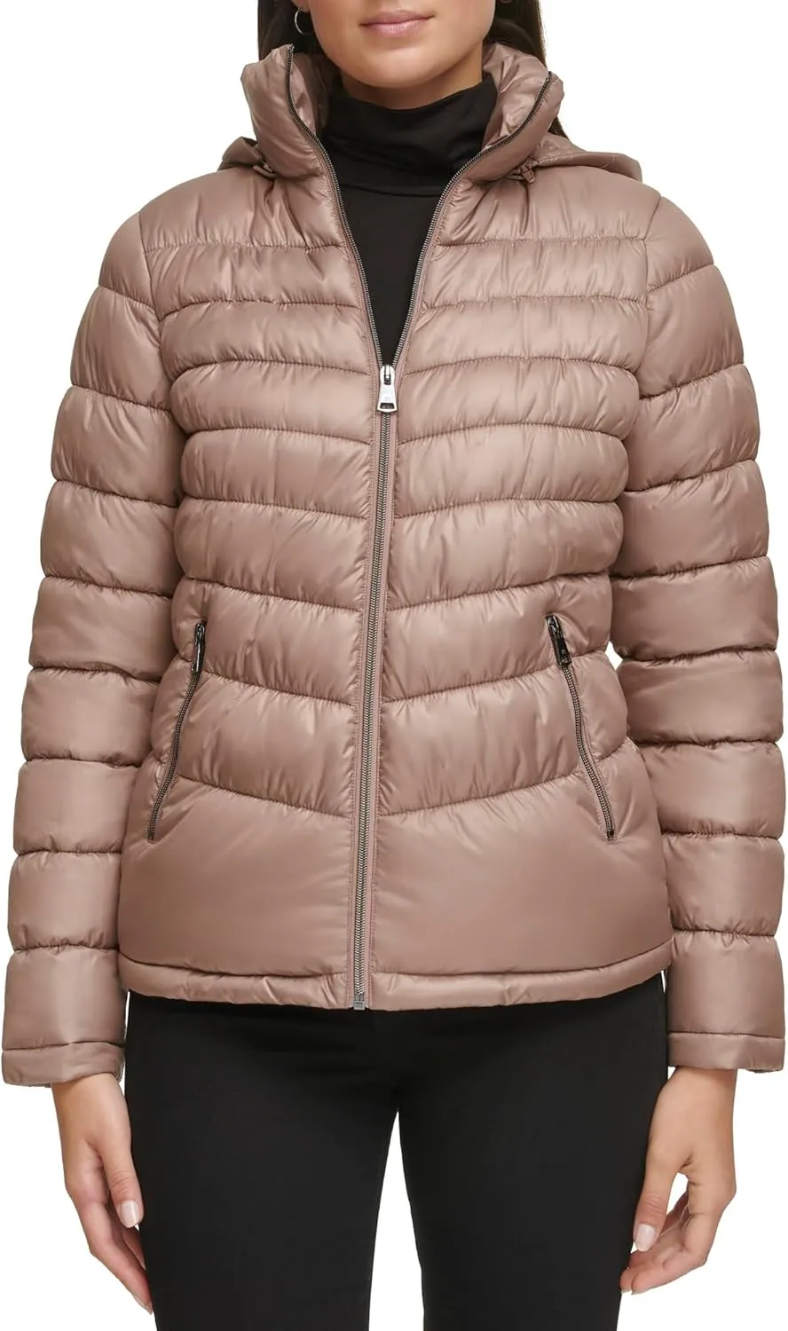 Kenneth Cole Women's Solid Hooded Puffer Jacket