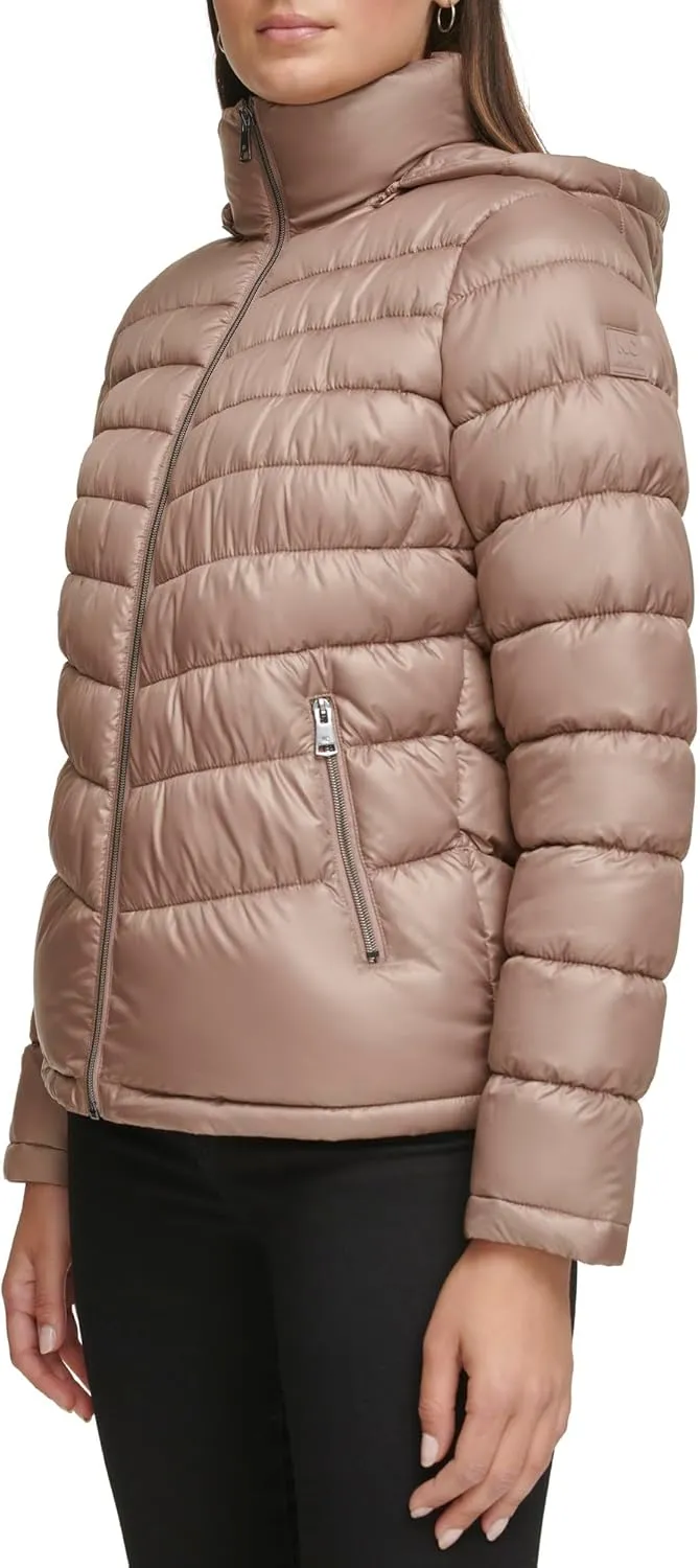 Kenneth Cole Women's Solid Hooded Puffer Jacket