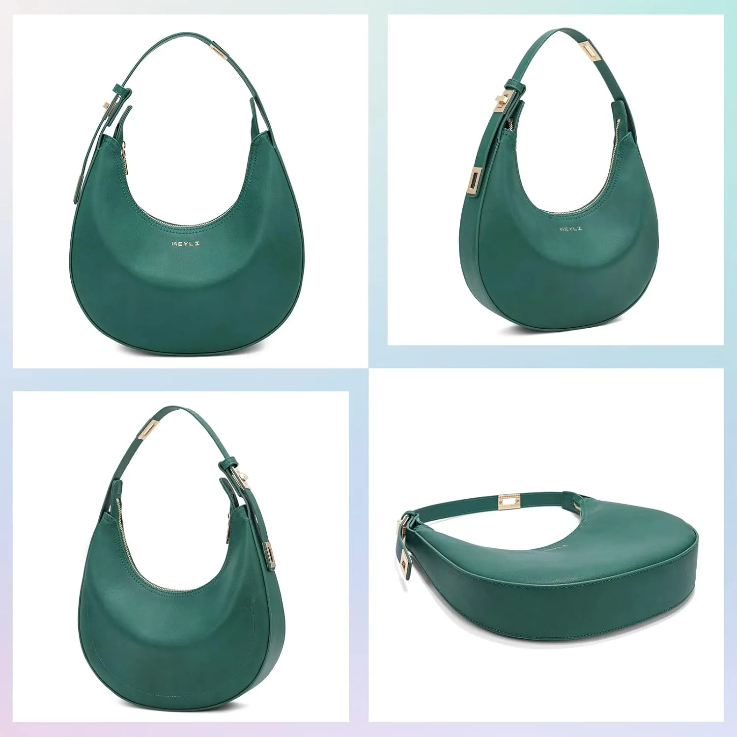 Keyli Shoulder Bag for Women Stylish Casual Clutch Purses for Women 3 Ways Adjust Strap Hobo Handbags with Zip Closure