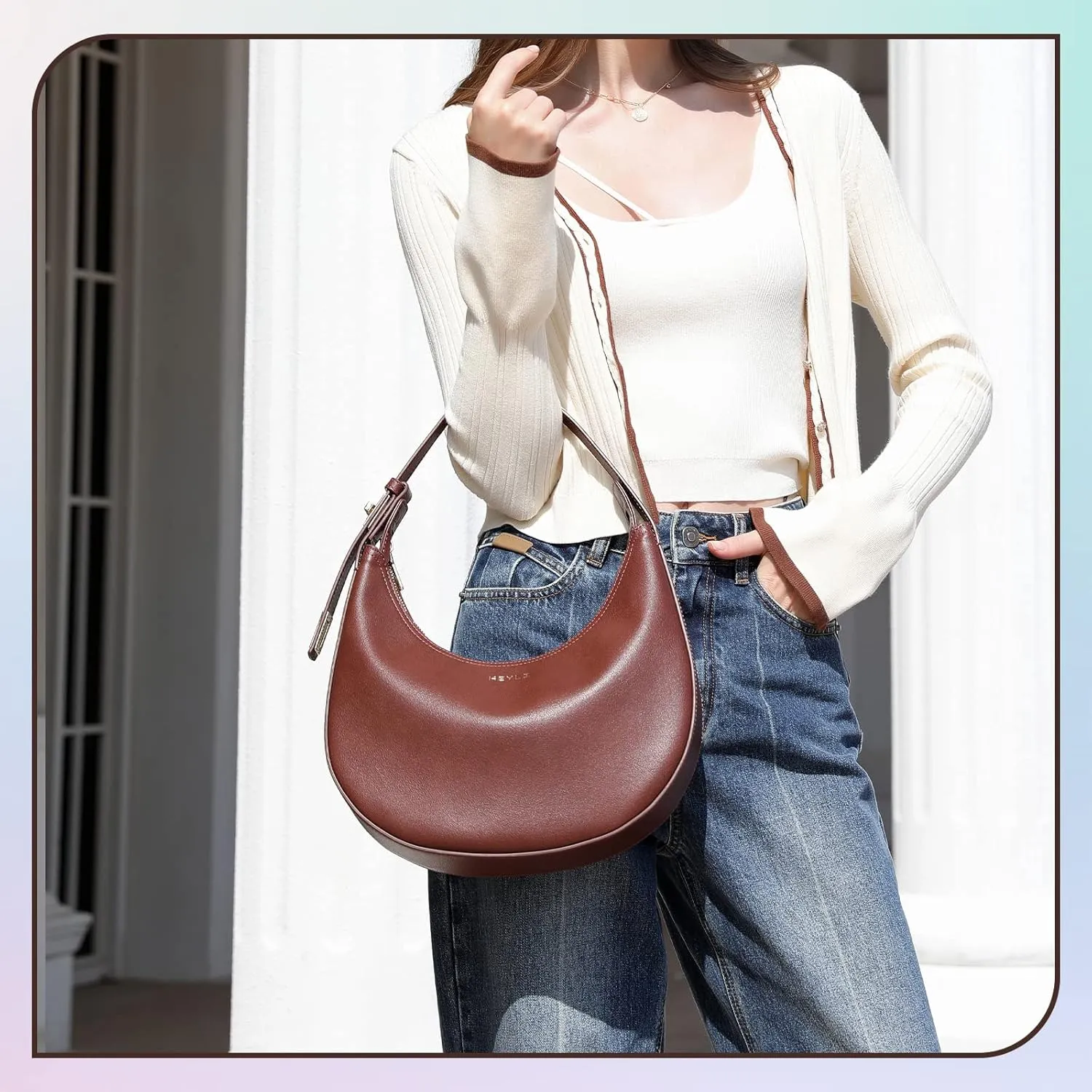 Keyli Shoulder Bag for Women Stylish Casual Clutch Purses for Women 3 Ways Adjust Strap Hobo Handbags with Zip Closure