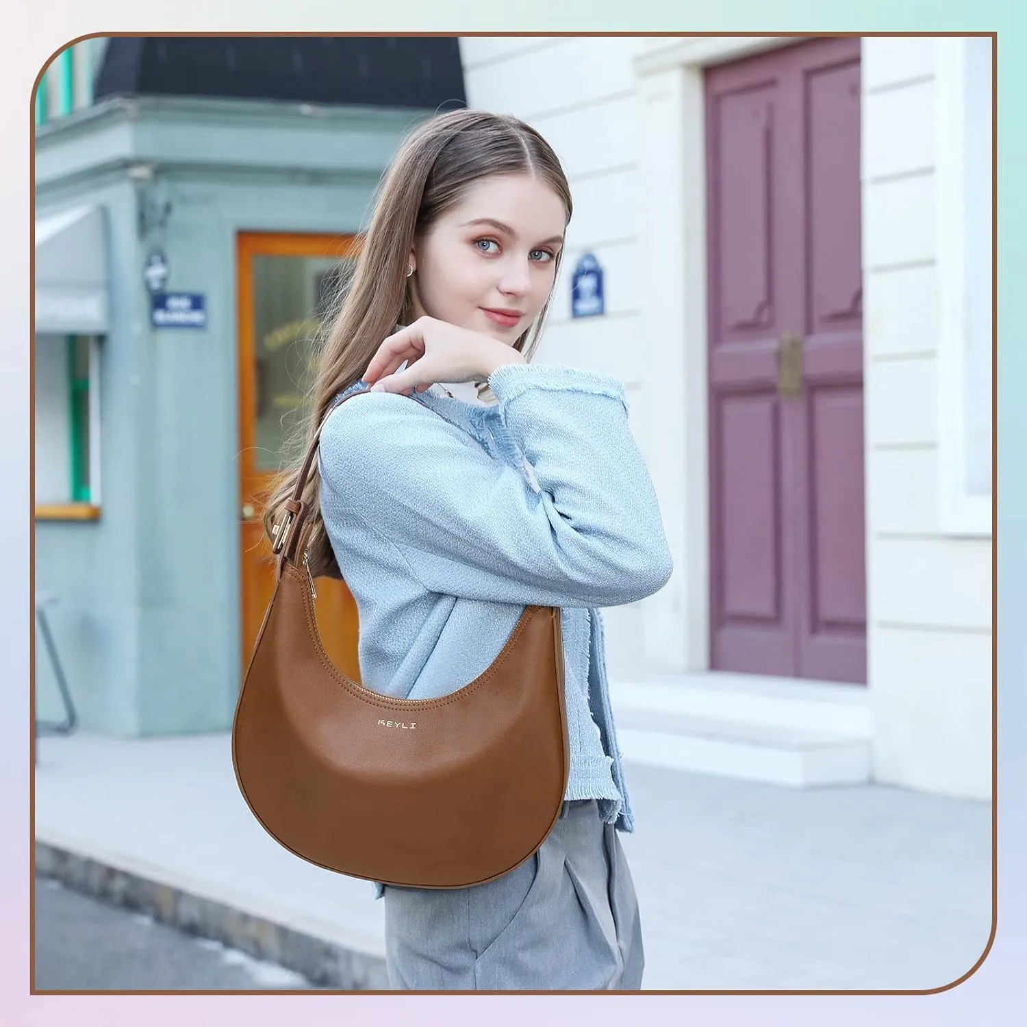 Keyli Shoulder Bag for Women Stylish Casual Clutch Purses for Women 3 Ways Adjust Strap Hobo Handbags with Zip Closure