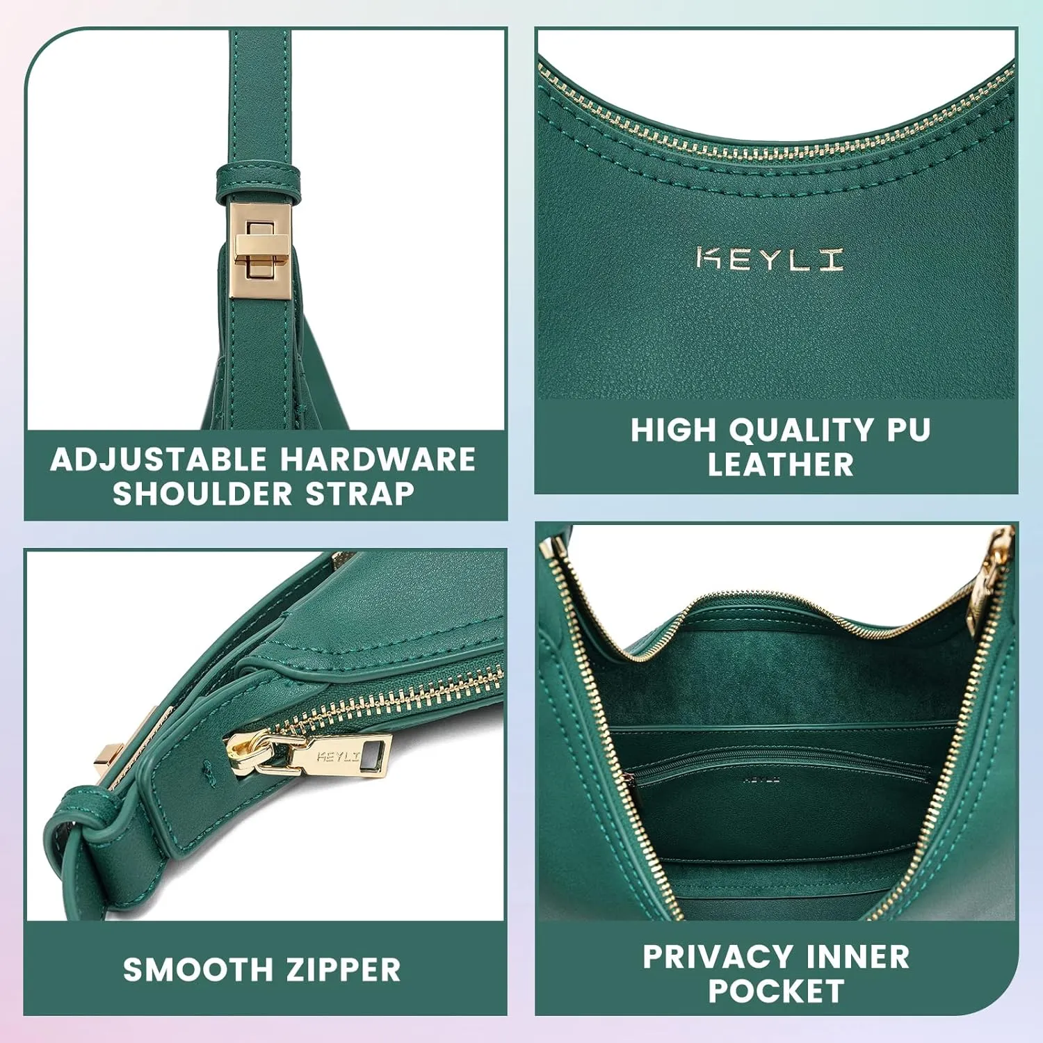 Keyli Shoulder Bag for Women Stylish Casual Clutch Purses for Women 3 Ways Adjust Strap Hobo Handbags with Zip Closure