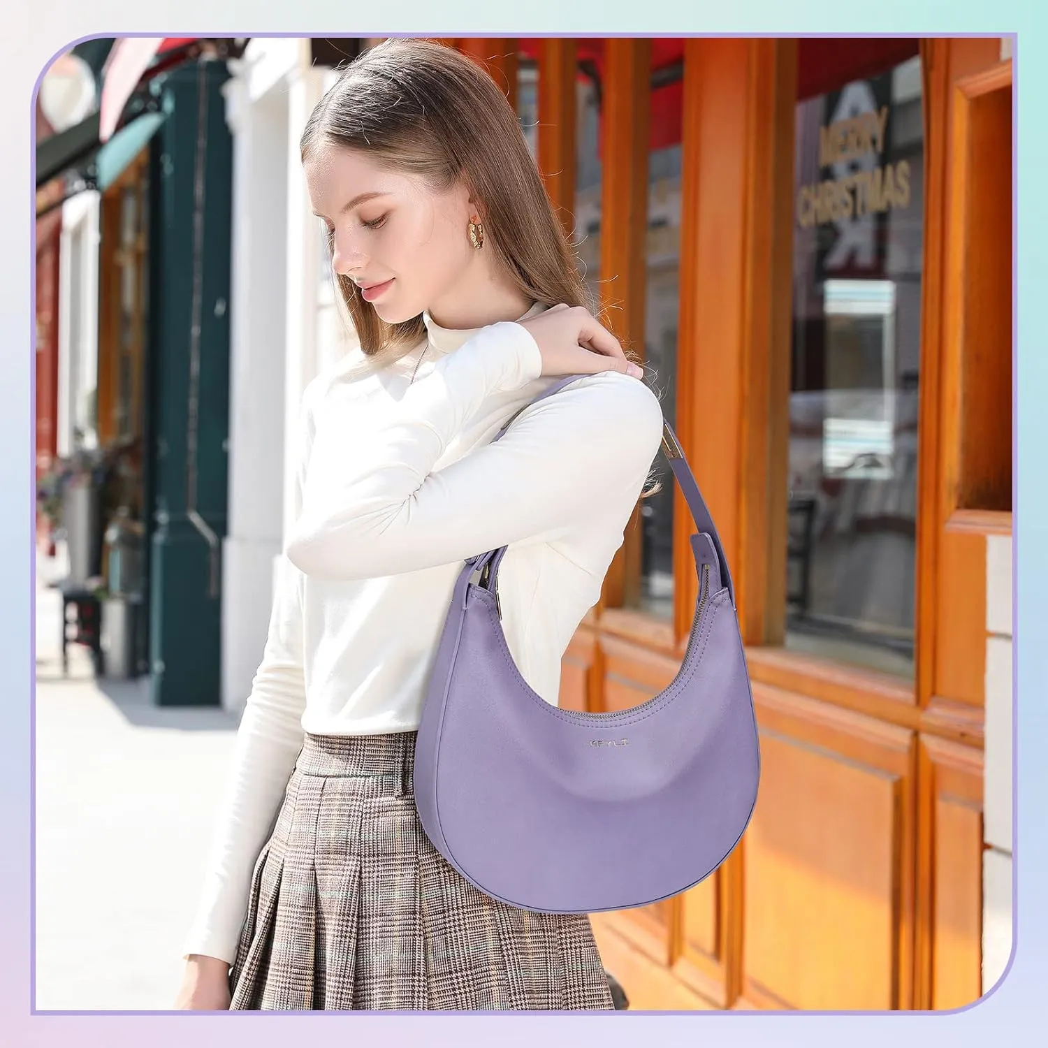 Keyli Shoulder Bag for Women Stylish Casual Clutch Purses for Women 3 Ways Adjust Strap Hobo Handbags with Zip Closure