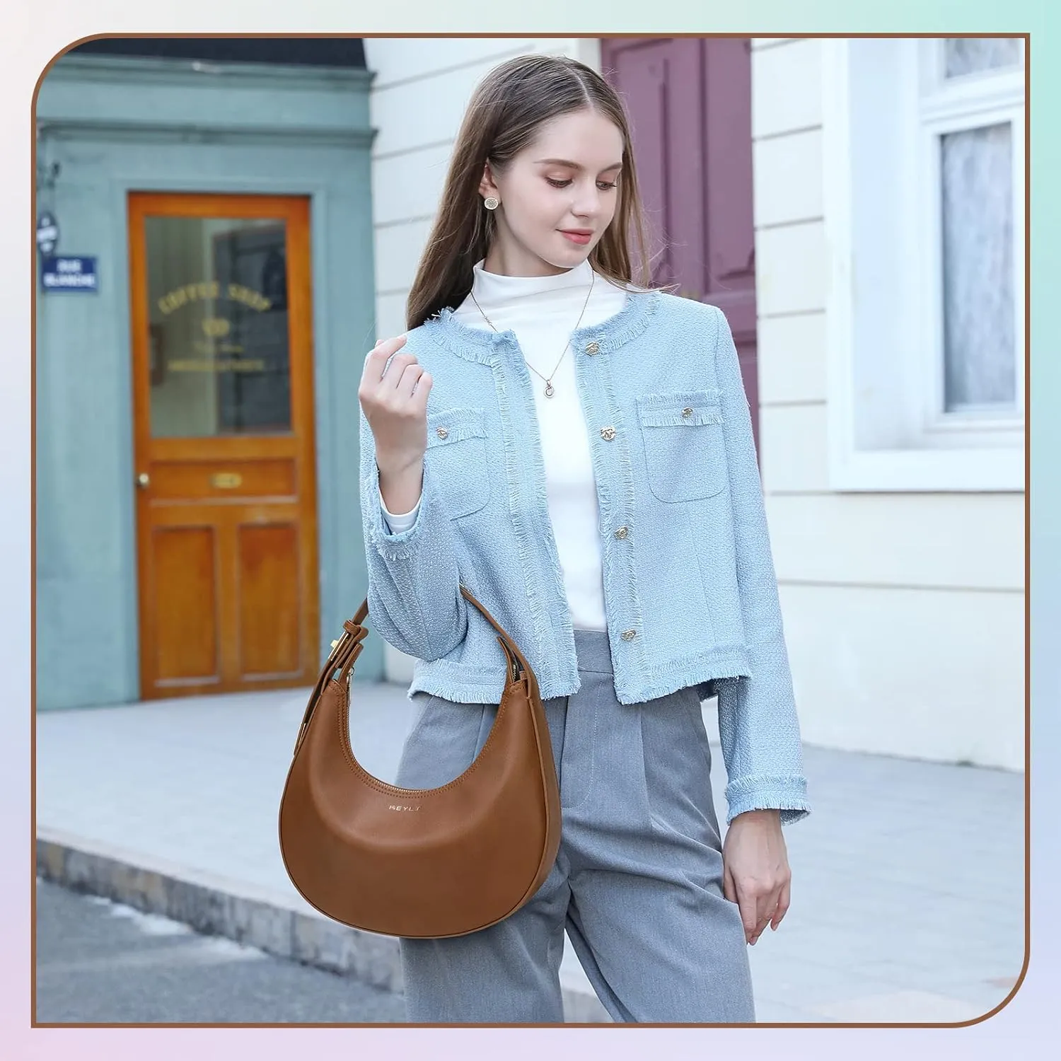 Keyli Shoulder Bag for Women Stylish Casual Clutch Purses for Women 3 Ways Adjust Strap Hobo Handbags with Zip Closure