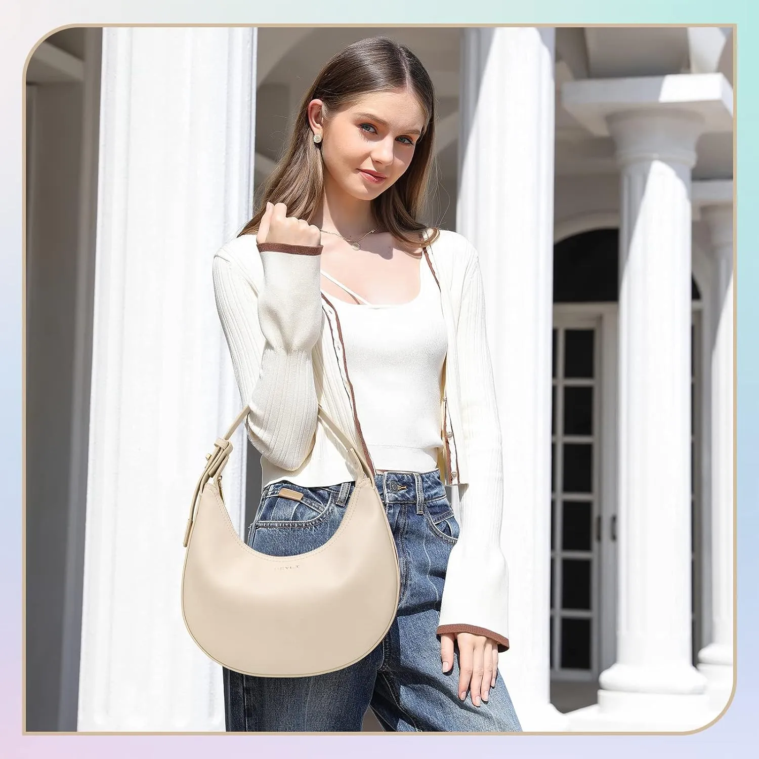 Keyli Shoulder Bag for Women Stylish Casual Clutch Purses for Women 3 Ways Adjust Strap Hobo Handbags with Zip Closure
