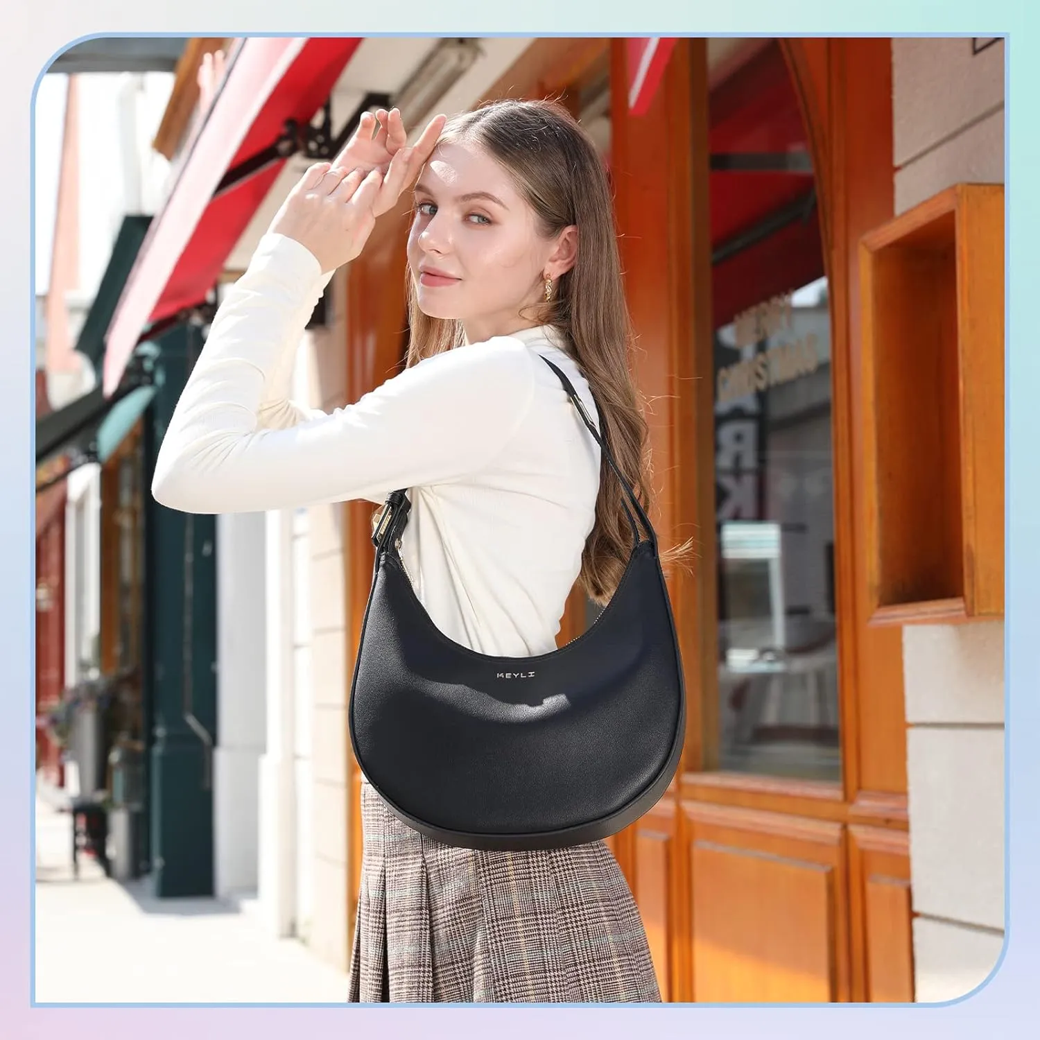 Keyli Shoulder Bag for Women Stylish Casual Clutch Purses for Women 3 Ways Adjust Strap Hobo Handbags with Zip Closure