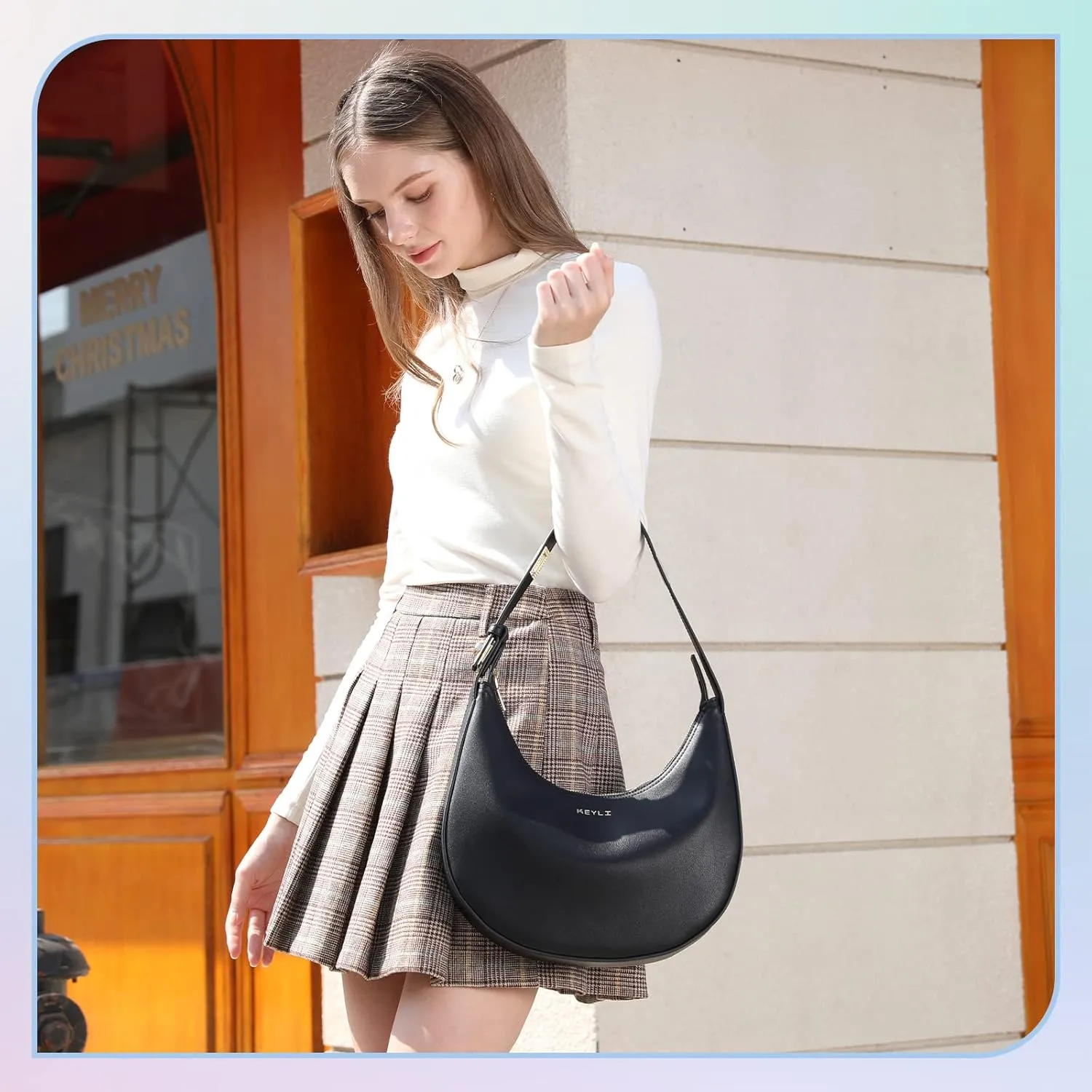 Keyli Shoulder Bag for Women Stylish Casual Clutch Purses for Women 3 Ways Adjust Strap Hobo Handbags with Zip Closure
