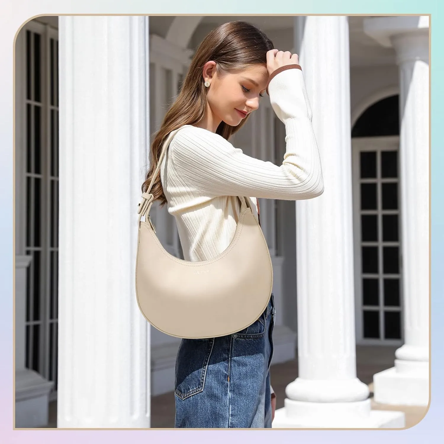 Keyli Shoulder Bag for Women Stylish Casual Clutch Purses for Women 3 Ways Adjust Strap Hobo Handbags with Zip Closure