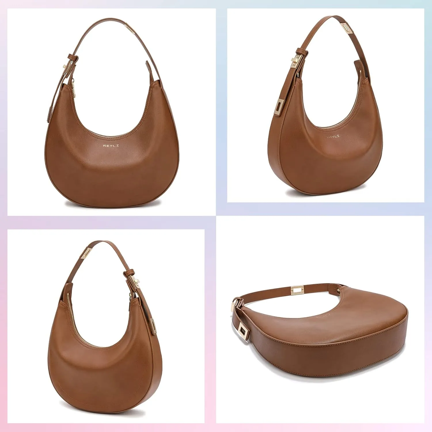 Keyli Shoulder Bag for Women Stylish Casual Clutch Purses for Women 3 Ways Adjust Strap Hobo Handbags with Zip Closure