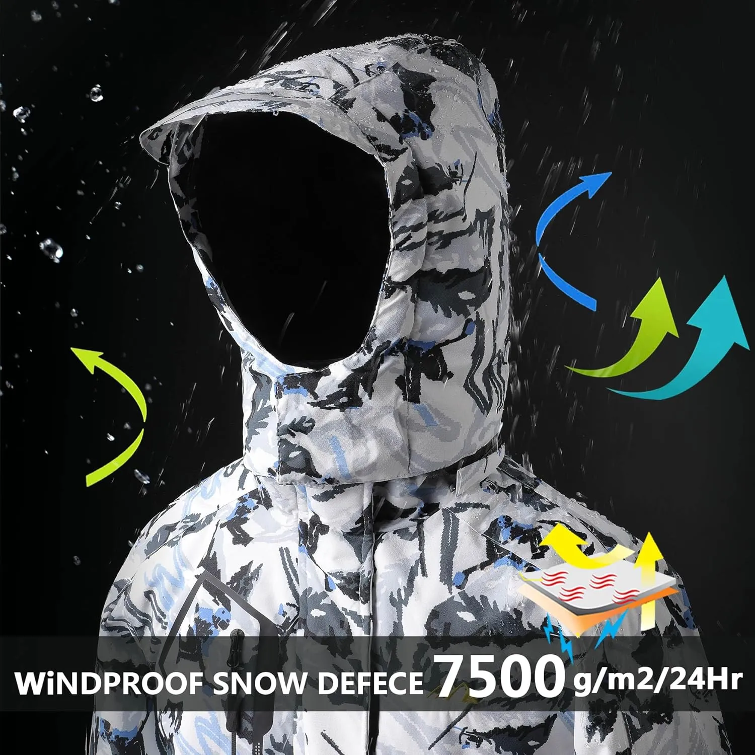 Kid's Ski Jacket Waterproof Boy's and Girl's Warm Fleece Winter Jacket Windproof Hooded Snow Coat