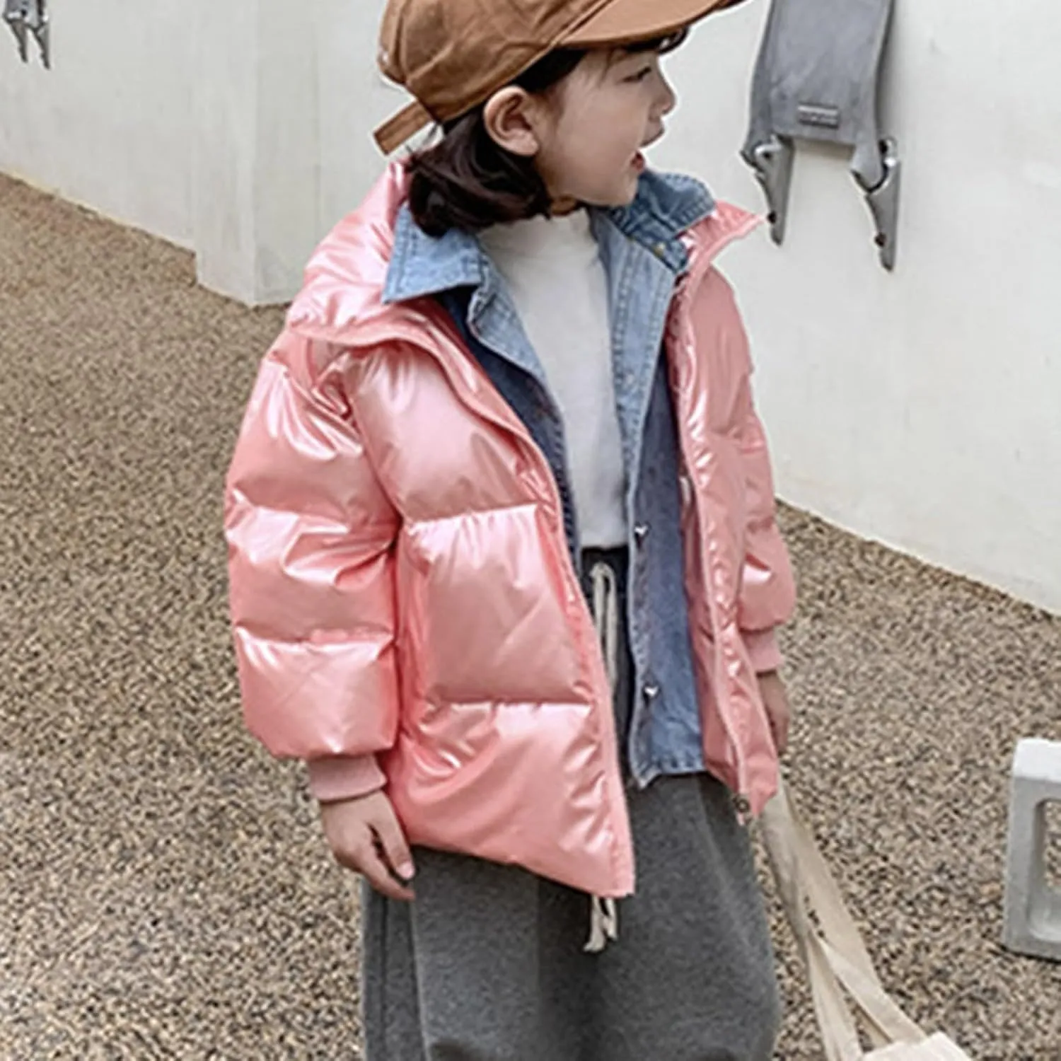Kids Toddler Baby Girls Boys Winter Warm Thick Solid Cotton Long Sleeve Padded Jacket Coat Clothes Heavy Coat