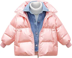 Kids Toddler Baby Girls Boys Winter Warm Thick Solid Cotton Long Sleeve Padded Jacket Coat Clothes Heavy Coat