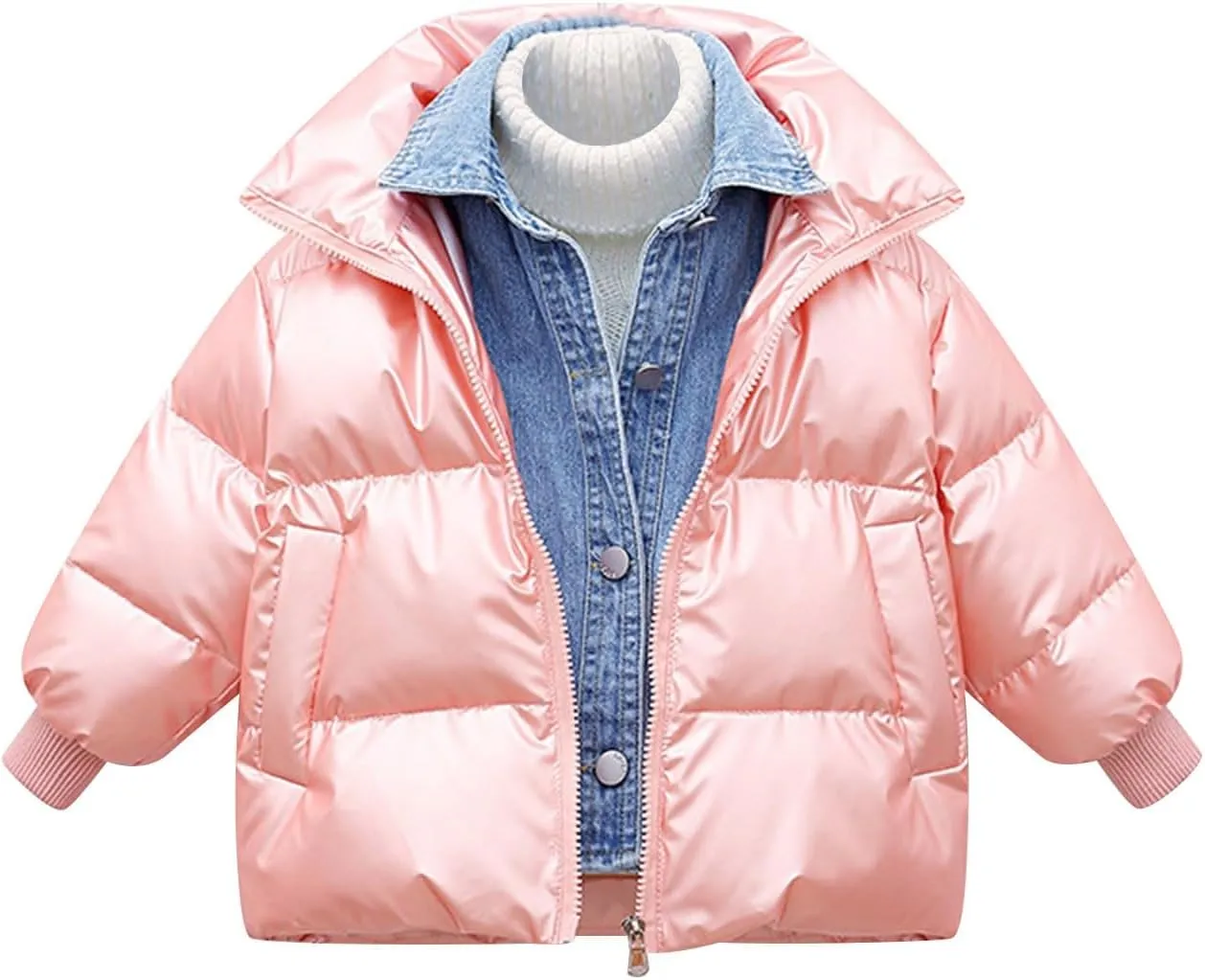 Kids Toddler Baby Girls Boys Winter Warm Thick Solid Cotton Long Sleeve Padded Jacket Coat Clothes Heavy Coat