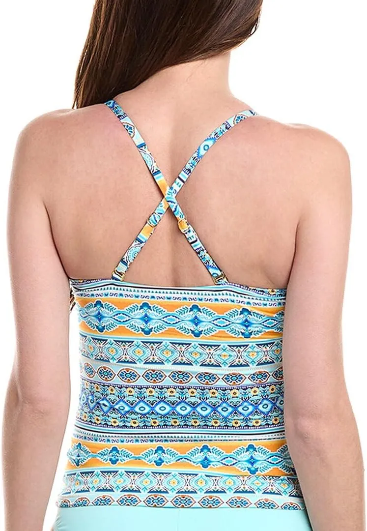 La Blanca Womens High Neck Keyhole Tankini Swimsuit Top