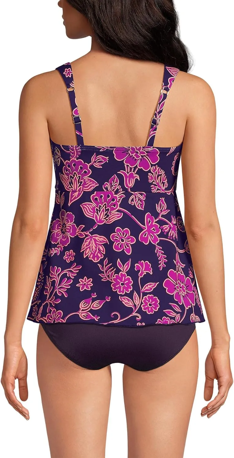 Lands' End Women's Adjustable Scoop Neck Flutter Tankini Top