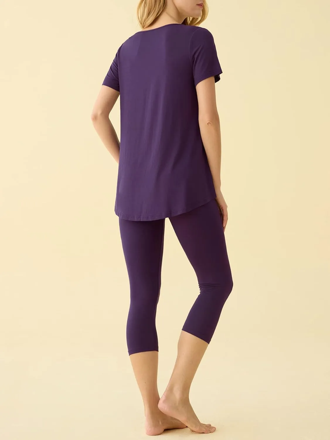 Latuza Women's Viscose Tunic Top Capri Leggings Pajamas Set